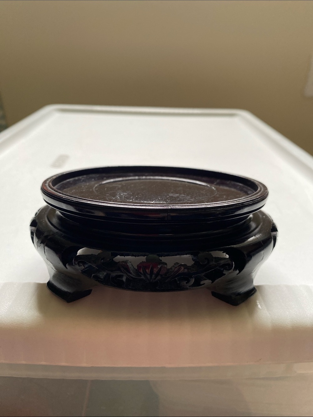 4.5" Vintage Chinese Carved Wood Display Stand - #37